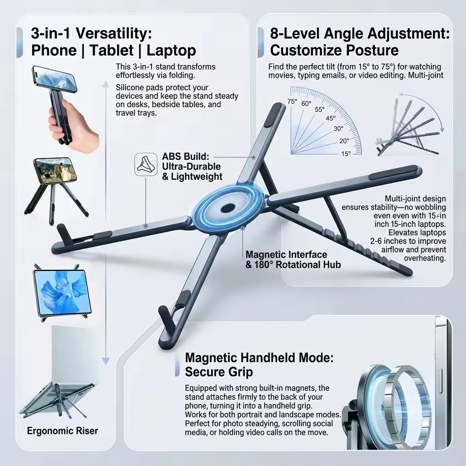 Laptop Accessories For Office - Penyangga Ponsel Magnetik Portabel & Tongsis