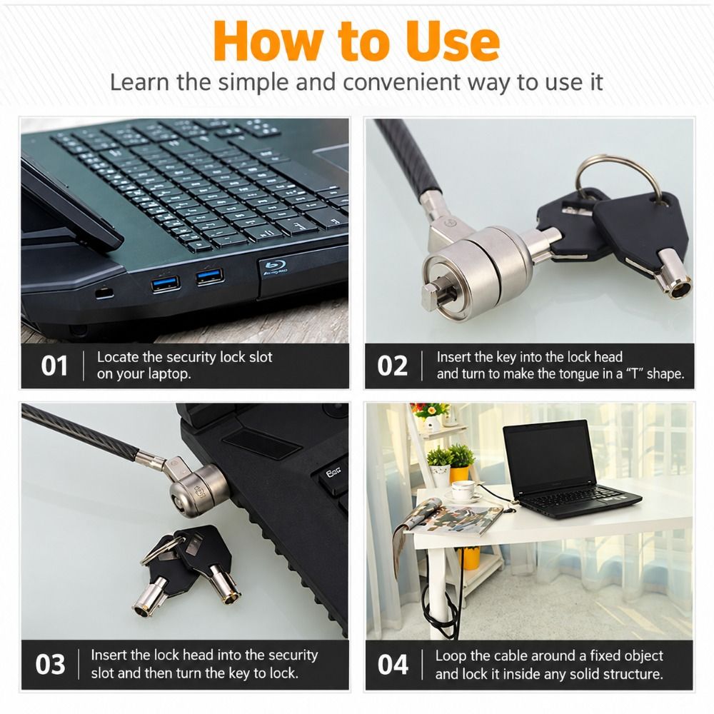 Kabel Pengaman Laptop Baja Ber - Laptop Lock Cable ulasan dan harga
