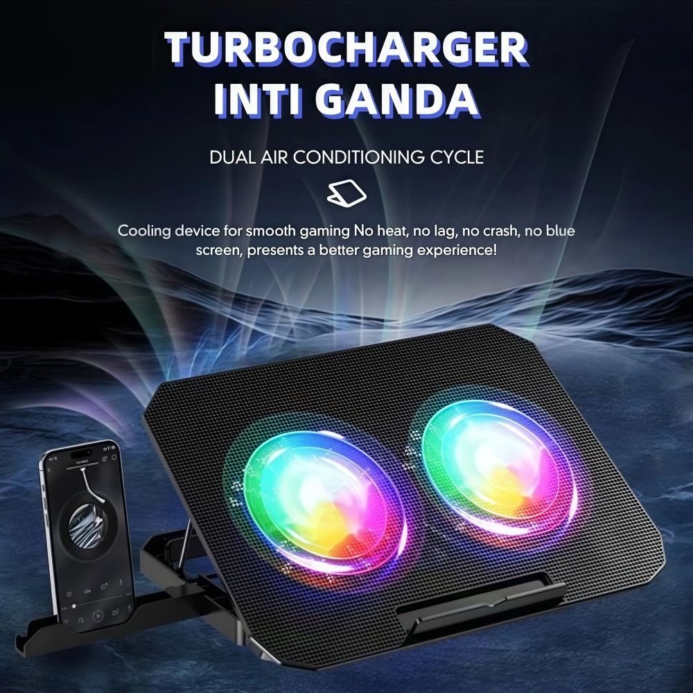 Pendingin Laptop Dua Kipas RGB - Laptop Accessories Cooling Pad ulasan dan harga