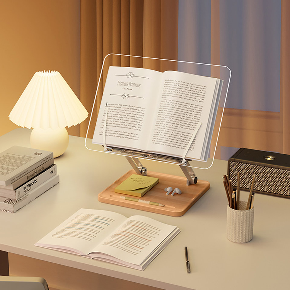 Stand Baca Kayu dengan Lampu A - Laptop Accessories For Office ulasan dan harga