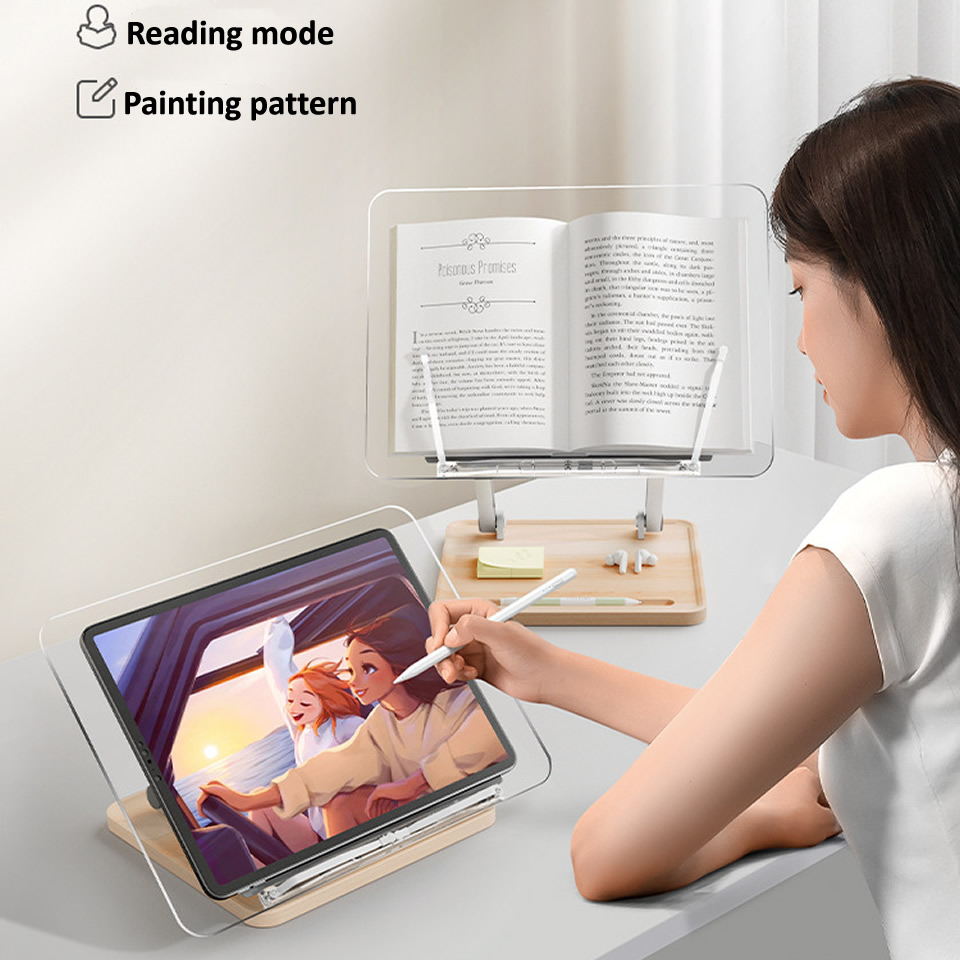 Stand Baca Kayu dengan Lampu A - Laptop Accessories For Office ulasan dan harga