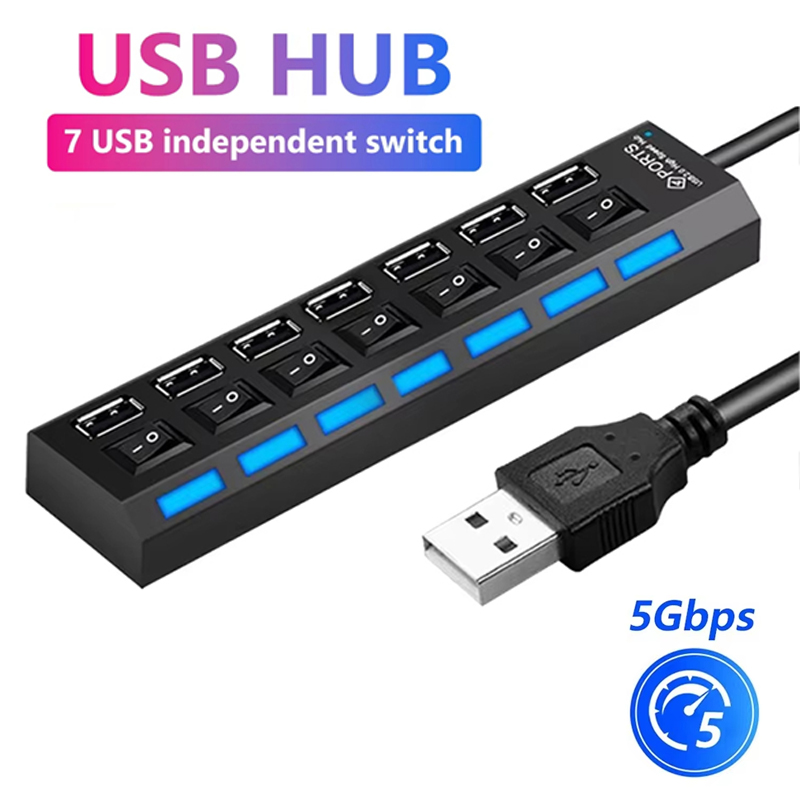 Pemisah Hub USB 2.0 7 Port unt - Laptop Accessories For Office ulasan dan harga