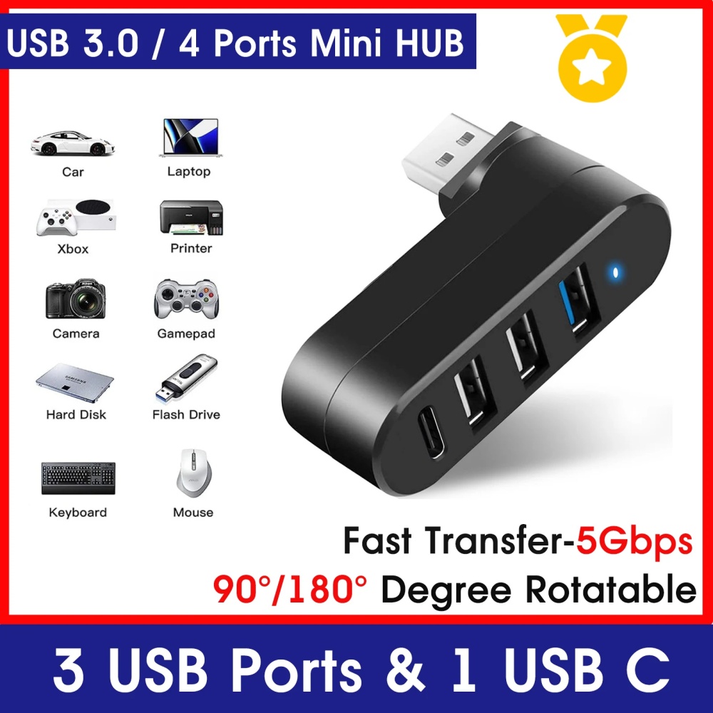 Mini Splitter 4 Port USB Hub 3 - Laptop Accessories For Programmers ulasan dan harga